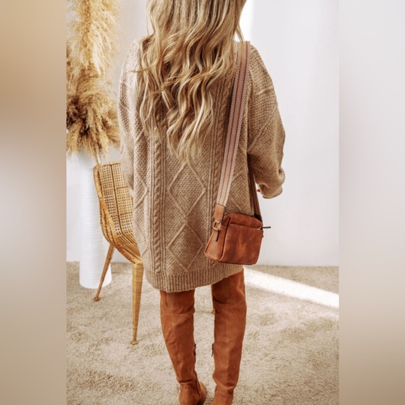 Lexi- cable knit drop shoulder loose fit sweater dress - Picture 3 of 3